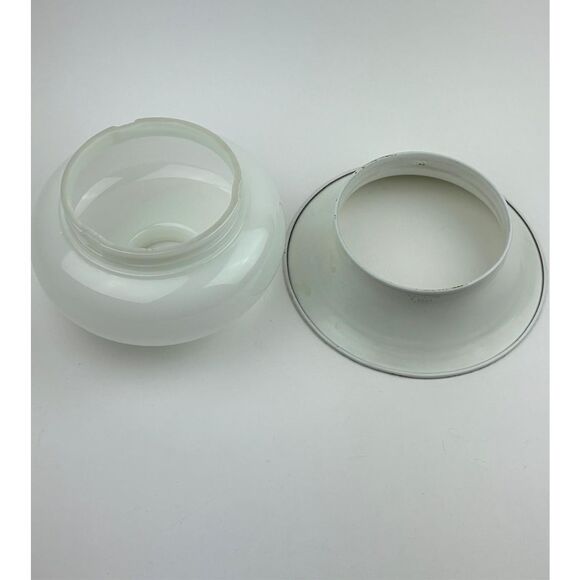 Antique CLM Type A Torchiere Milk Glass & Metal 2Pc Diffuser Lamp Shade - Picture 6 of 7